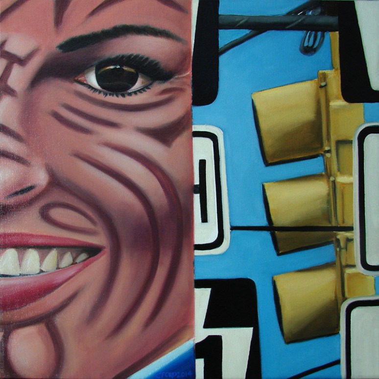 part of Queequeg's Junket Series 18" x 18" oil on canvas