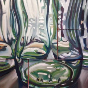 overall size is 18" x 18" oil on multiple canvases